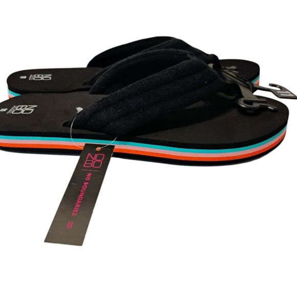 Sandals Platform Thong Toe Terry Cloth Foam Stripe Flip Flop Comfy Coral Teal 11 - Picture 8 of 8